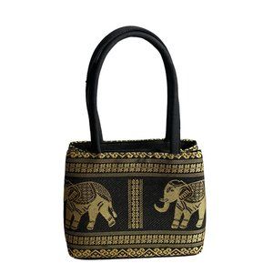 Vintage Women's Gold Elephant Boho Mini Tote Handbag